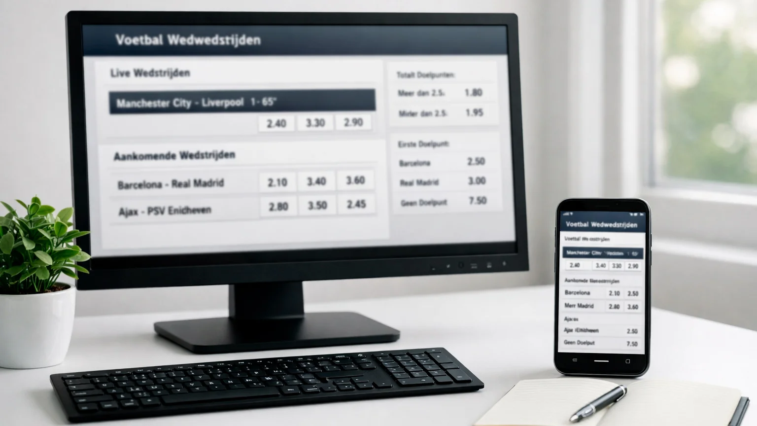 Meerdere schermen tonen sportweddenschappen platforms