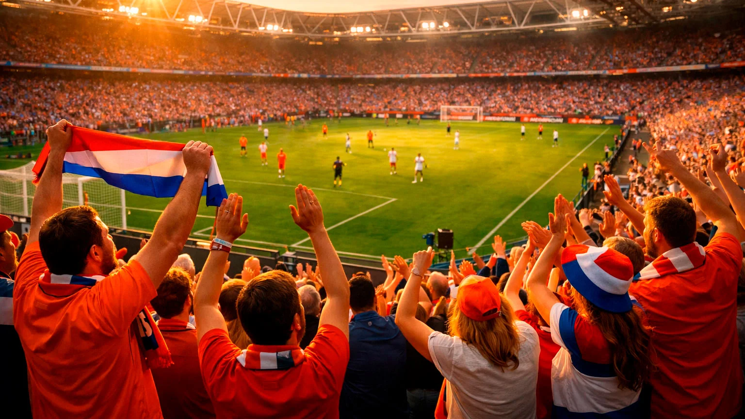 Nederlandse voetbalfans juichen in Eredivisie stadion