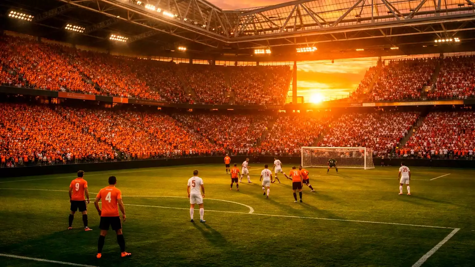 Eredivisie kampioenswedstrijd in een vol Nederlands voetbalstadion