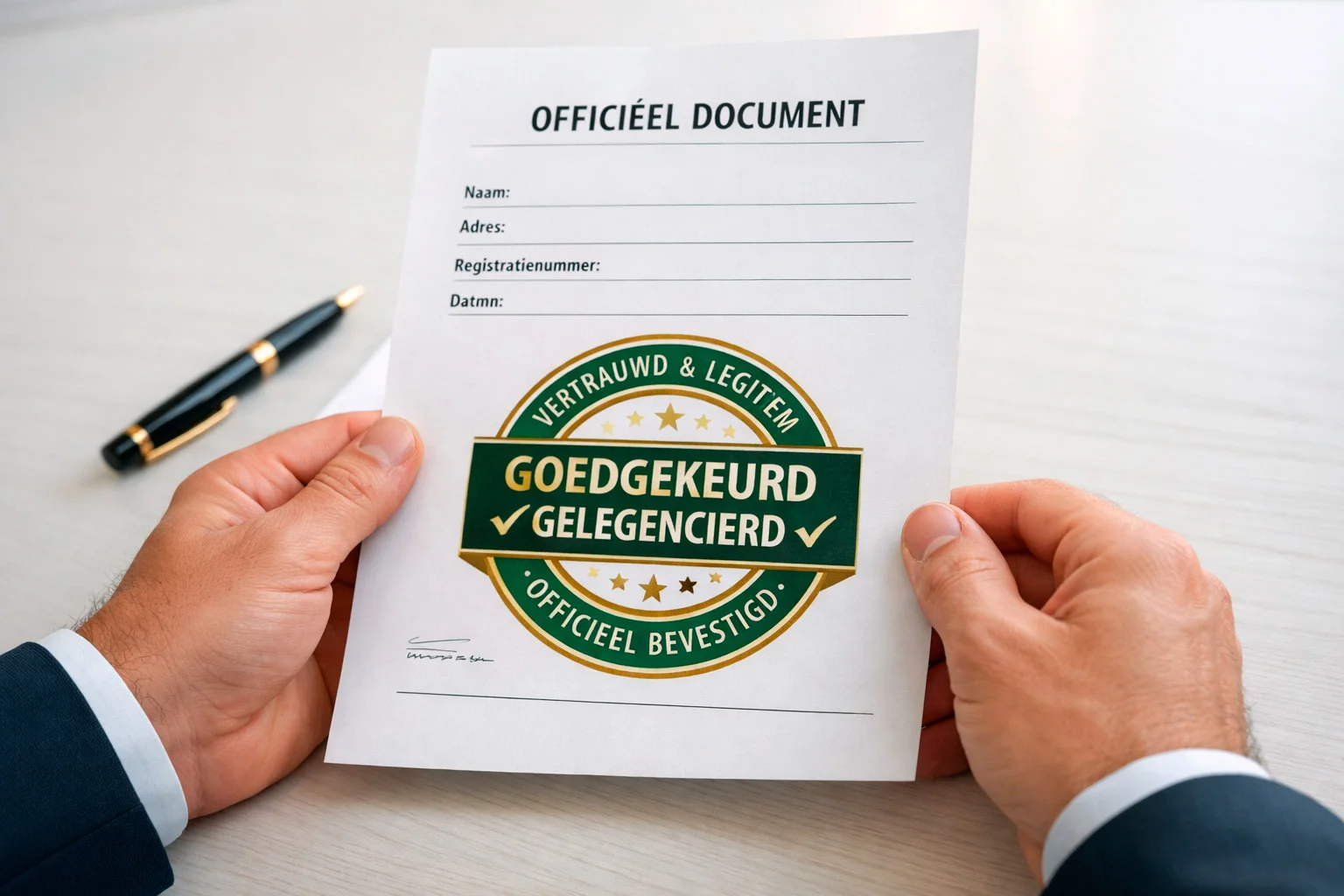 Officieel document met verificatiezegel voor veilig gokken